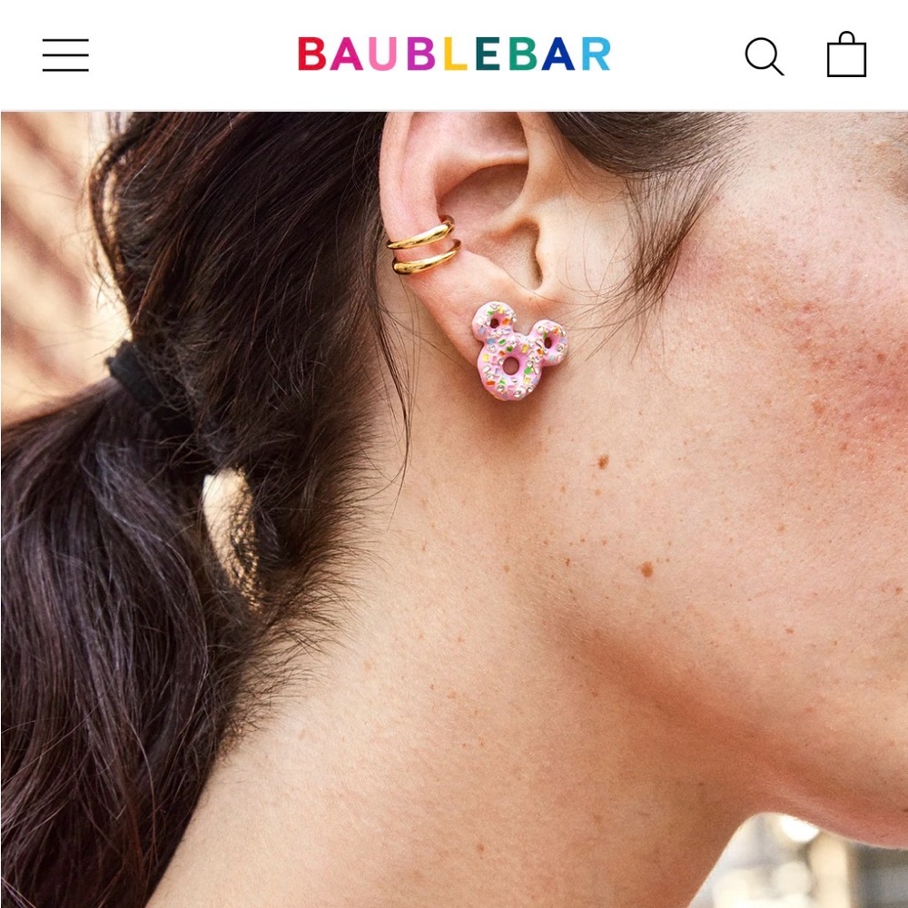 BaubleBar Pink and White Mickey Earrings